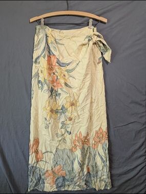 Tommy Bahama Yellow Floral Maxi Skirt with Floral Accents